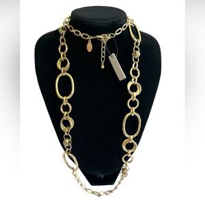 Chicos Adriana Elegant Gold Tone Multi Shape Chain Necklace